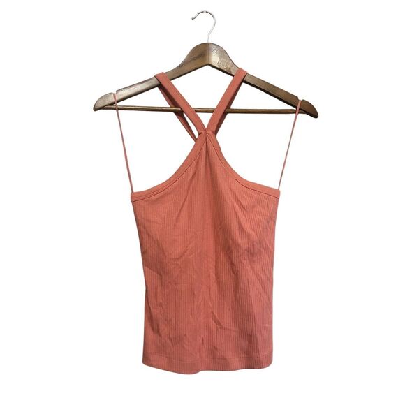 Ribbed Knit Tank Top Halter Cross Back Sleeveless Summer Casual - Picture 1 of 6